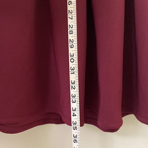 Macy’s size 1/2 fit and flare maroon dress with floral appliqué. - Picture 6 of 7